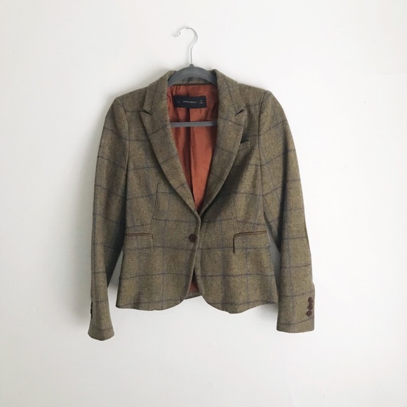 zara herringbone blazer